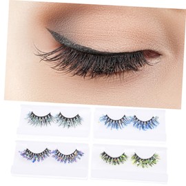 FRCOLOR 3sets Cosplay Lashes Makeup False Lash Extensions Glitter Eyelashes for Party Individual Manga Cluster 4pairs*3