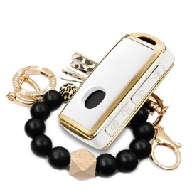 RFSRZ Smart Key Fob Case Cover Protector with Silicone Bracelet Key Holder Compatible with 2019-2022 Mazda 3 Mazda 3 Hatchback 2020-2021 Mazda CX-5 CX-30 CX-10 (White)