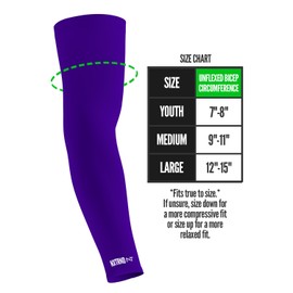Nxtrnd Air-TEK Arm Sleeves, Breathable Football Compression Sleeves for Men, Sold as a Pair (Youth, Purple)