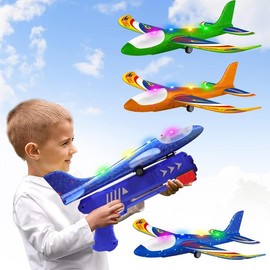 3 Pack Foam Airplane Launcher Toys, 2 Flight Mode Glider Plane,Kids Flying Toy,3 4 5 6 7 8 9 10 11 12 Year Old Boys Girls Gifts,Outdoor Sport Party Favor - Colour: 4&2