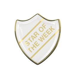 Capricornone Gel Domed Star of The Week White School Shield Badge