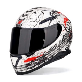 HAX Full Face Motorcycle Helmet with Dual Rear Wing, Motorbike Street Bike Helmet with Pinlock Ready Plastic Nails for Adult,DOT Approved(Pearl White,S)