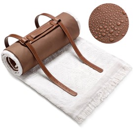 VitalCozy Waterproof Picnic Blankets Outdoor Blanket Foldable 2 in 1 Double Layer Sandproof Beach Mat with Carry Strap for Camping Lawn Park Beach Grass(White)