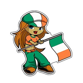 WickedGoodz Irish Girl Vinyl Decal - Ireland Flag Bumper Sticker - for Laptops Tumblers Windows Cars Trucks Walls