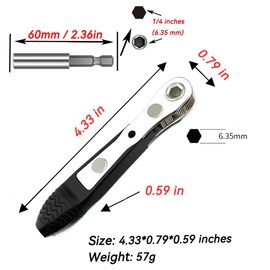 Mini Ratchet, 2 Pieces 1/4 Inch Drive Micro Ratcheting Bit Driver with1 Pieces 1/4 Magnetic Extension Socket Drill Bit Holder, 90 Degree Offset Right Angle Screwdriver Small Ratchet for Tight Spaces