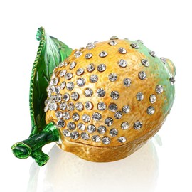 YU FENG Lemon Trinket Boxes Hinged Lemon Figurines Collectibles Hinged Jewelry Box Necklace, Earrings,Ring Holder for Women Girls