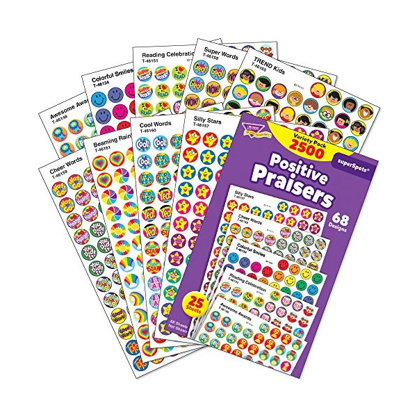 TREND enterprises, Inc. Positive Praisers superSpots Stickers Variety Pack, 2500 ct