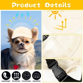 Yikeyo Dog Hat for Small Medium Dogs Dog Sun Hats with Ear Holes, Pet Puppy Baseball Cap for Summer Dog Visor Caps (Medium, White)
