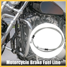 REPAIROCK 140cm 55.12" 10mm Motorcycle Braided Brake Clutch Oil Hoses Line Pipe Clutch Throttle Gas Line Fuel Pipe Silver Tone for ATV for Dirt Bike Auto Replacement Parts