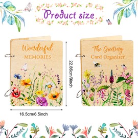 Suzile 2 Packs 9x6.5 lnch greeting Keeper Card Organizer Book Wood Album Binder Card Keepsake Photo Album with Metal Buckles Binding for Holiday Birthday Memory Photo Collection