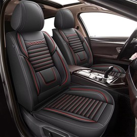 DISUTOGO Seat Covers for Kia NIRO 2017-2023 2024 2025: Car Seat Covers Full Set Leather Breathable (5 Seats, Black& Redline)