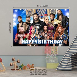 Wrestling Backdrop,Wrestling Party Background Photo Booth Banner Large Fabric Artistic for Birthday Party Decorations (Blue)