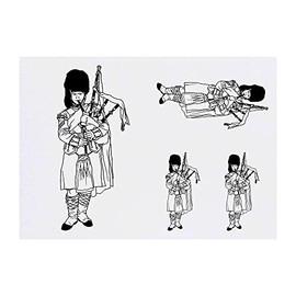 4 x 'Traditional Bagpipe Player' Temporary Tattoos - Water Resistant, Skin-Safe, Non-Toxic Transfers, Mixed Sizes (TO00045203)