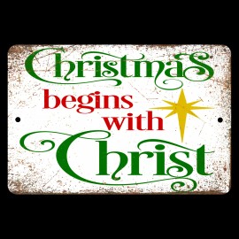 4yougifts Rustic Christmas: Celebrate with Christ - Distressed Metal Sign