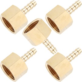 LTWFITTING Brass BSP Fitting Coupler/Adapter 1/2-Inch Female BSPP x 6mm Hose Barb(Pack of 5)