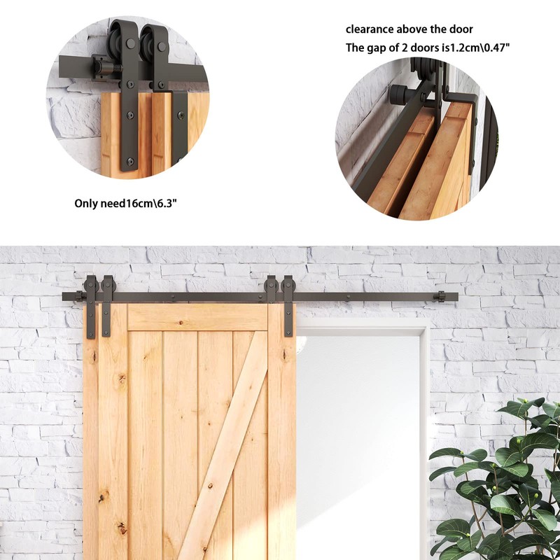 CCJH 4-20FT Bypass Sliding Barn Door Hardware Kit Single Track