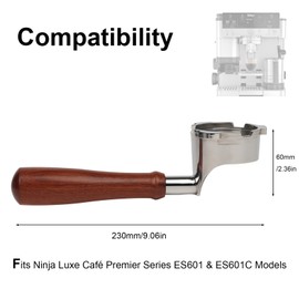 Bottomless Portafilter for Ninja Luxe Café Premier Series ES601 & ES601C Models | Basket Not Included | Compatible with Stock Filter Basket | Wooden Handle