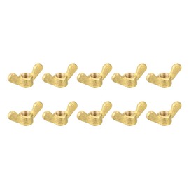 sourcing map Brass Wing Nuts, M8 Butterfly Nut Hand Twist Tighten Fasteners for Furniture, Machinery, Electronic Equipment, 10Pcs