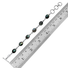 TISHAVI Natural Labradorite Moonstone Larimar Bracelet Sterling Silver Gift for Her Men Women Teens Wife Mom Girlfriend (Labradorite)