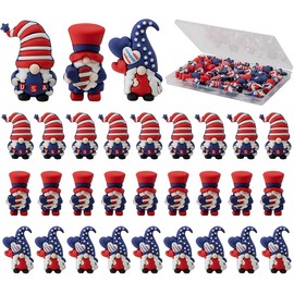 Watayo 30 Pcs 4th of July Mini Gnome Ornaments, Miniature Independence Day Patriotic Gnomes Decoration, Memorial Day Decor Stars and Stripes Gnomes Figurines for Party Gifts Home Table Decorations