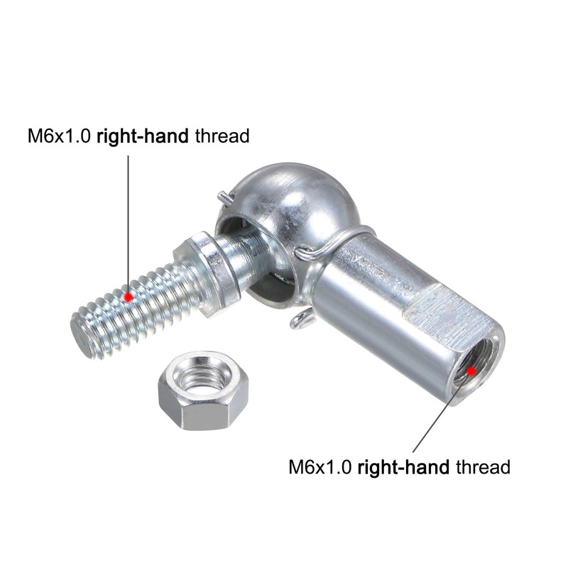 uxcell 4pcs CS10 M6 Angle Ball Joint, M6x1.0 Right Hand