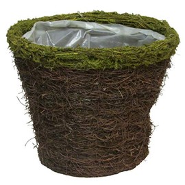 Admired By Nature Moss Rim 8" w/Soft Liner Natural Grapevine Pot