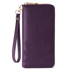 LEEXTON Women's Wallet, Long Wallet, Genuine Leather, Large Capacity, Multi-functional, Bill Purse, Coin Purse, Smartphone Holder, Zipper, Shopping, Mother's Day, Gift, purple