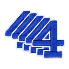 QUARKZMAN Pack of 20 Number Patches 6 cm Height Number 4 Embroidered Decorative Repair Patches for Ironing / Sewing Embroidery Appliques for Decor Clothing Shoes DIY Crafts Blue