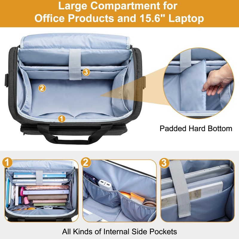 Trunab Rolling Teacher Bag, Teacher Tote Bag with Bottom Pad