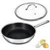 Bakoniion Hybrid Nonstick Frying Pan with Lid 12 Inch,Stainless Steel