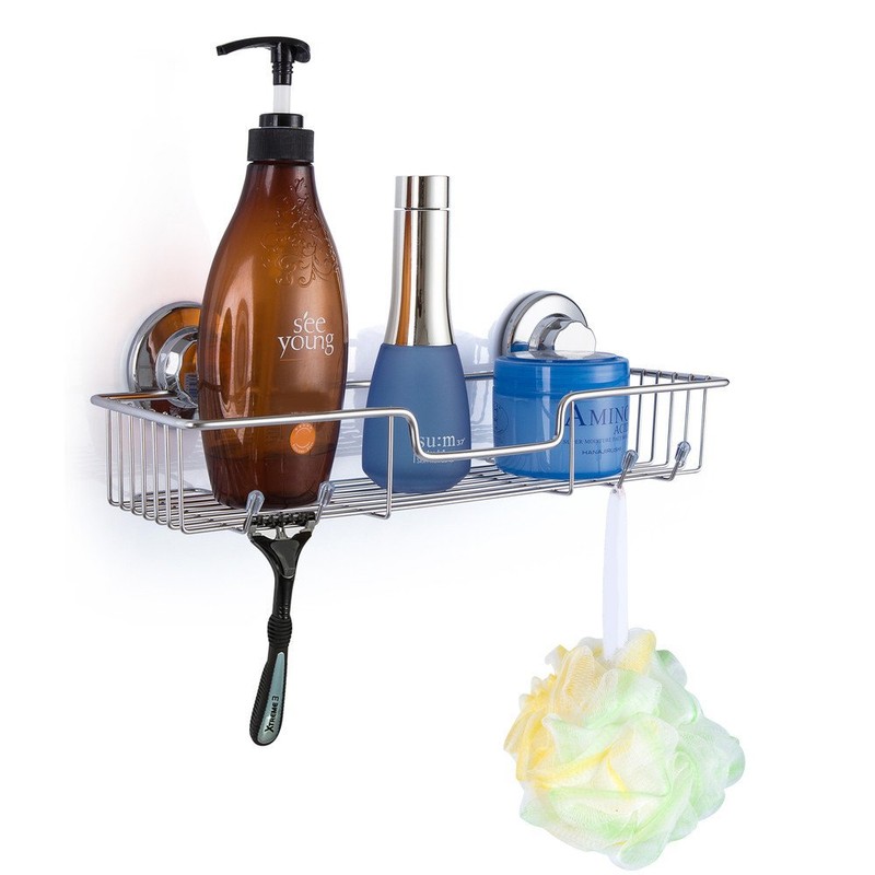 SANNO Suction cups Shower Caddy Soap Dish Double Bath Hook-Bath