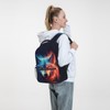 Giwawa Wolf Backpack for School, Blue Red Fire Wolf Animal