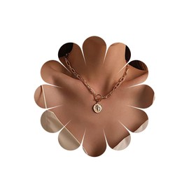 Allereya Layered Paper Clip Chain Halskette Gold Coin Disc Halskette Gold Portrait Coin Pendent Halskette Retro Round Coin Halskette Schmuck für Frauen und Mädchen