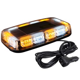 ASPL ASPL [Upgraded 5] 48LED Roof Top Strobe Lights, High Visibility Emergency Safety Warning LED Mini Strobe Light bar with Magnetic Base for 12-24V Snow Plow, Trucks, Construction Vehicles (Amber/White)