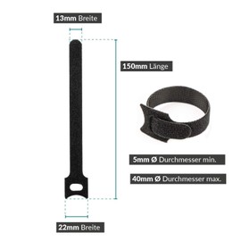 Pack of 25 Velcro Cable Ties, 15 cm, Strong Hold, Extra Wide, Cable Management for Office, Desk, etc. Velcro Cable Ties