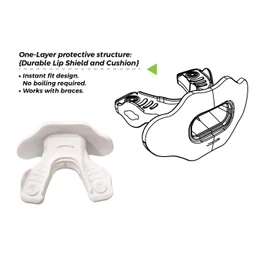 COOLLO SPORTS Protector bucal para labios MAXX/Might Football y protector de labios deportivo de alto impacto para adultos y jóvenes (correa incluida) (colmillos negros dorados -(una capa), con funda (adulto 8+))