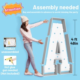 4FT Marquee Light Up Number 2, Foam Board & Water Bag, 12 Bulbs for Party