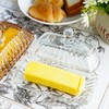 6.5'' Glass Butter Dish with Lid,Clear Classic Covered Butter Container