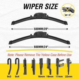 5 PLUS® Wiper Blades 24 20 Windshield Wiper Blades (Set of 2),Automotive Replacement Windshield Wiper Blades OEM Quality Premium All-Season Wipers-24 Inch Wiper Blade+20 Inch Wiper Blades