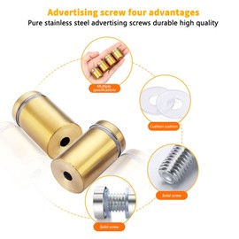 Eagles Sign Standoff Screws,8PCS (25x40mm,Gold) Stainless Steel Standoff Screws Wall Standoff Sign Holders Screws Mount Glass Acrylic Advertising Nails for Displaying Acrylic Board Signage