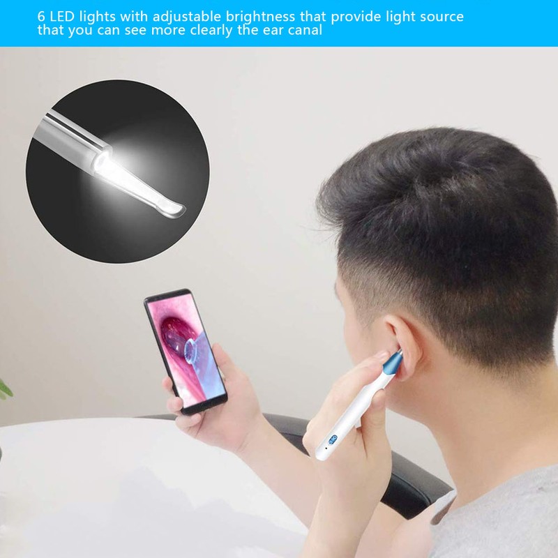 6LEDs High Definition Wireless Ear Otoscope Wi Fi Ear Endoscope