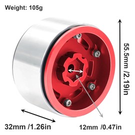 1.9 Metal Beadlock Wheels for 1/10 RC Crawler/Trail Truck, Compatible with Axial SCX10/Capra/TRX-4, CNC-Machined Alloy Rims Heavy-Duty Off-Road Performance Red