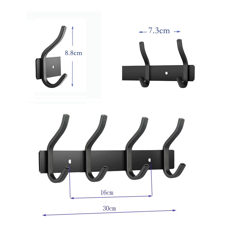 MEIJO Stainless Steel Coat Hook, Wall Coat Hook with 4