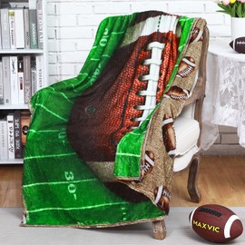 FuWeave Reversible Football Throw Blanket Double Sided Football Gift Ultra Plush Blanket for Christmas Football Birthday Party Decor Home Bed Sofa Couch Football Lover Present, 60 x 50 Inch