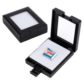 BENECREAT 2Pcs Black Gemstone Display Box, 6.15x5cm Loose Diamond Jewelry Box with Clasp Lids and Sponge for Gems Coin Jewelry Displaying and Gift Packing
