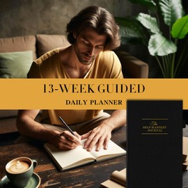 ZICVIBE Self-Mastery Journal for Men & Women - Gratitude Journal for Daily Reflection, Mindfulness, and Self-Care - Guided Manifestation Journal - Inspirational Goal Journal with Pen Holder (Black)