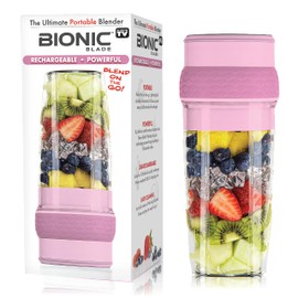 Bionic Blade Personal Blender 26.5 Oz, Cordless, Rechargeable 18,000 RPM Portable Blender for Shakes and Smoothies Mini Blender Portable 8.6" Tall, Seen On TV (Pale Rose)