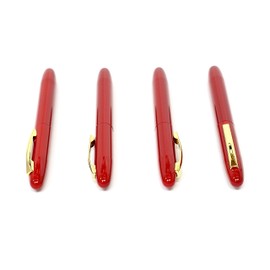 SASL-ALB-JT12 Grain Leather Pen Case Blue Metal Touch Stick Black and All Brass Dacapo Rotating Ballpoint Pen Hysterical Red Set