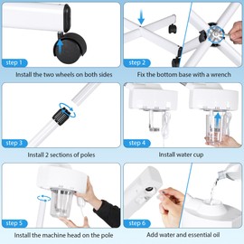 HomGarden Professional Facial Steamer, Hot Mist & Timer Function, Adjustable Height and Angle, Vaporizador Facial Professional Steamer On Wheels for Home Use & Spa Salon Skin Cleasning