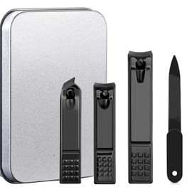 Nail Clippers,T Tersely Nail Clipper Set & Nail Trimmer, 4PCS Nail Cutter Set, Manicure Set, Pedicure Kit,Manicure Kit,Sharp Straight & Curved & Slant Cutting Blades Nail Kit,Perfect for Toenail, Fingernail & Ingrown Nail with Metal Case